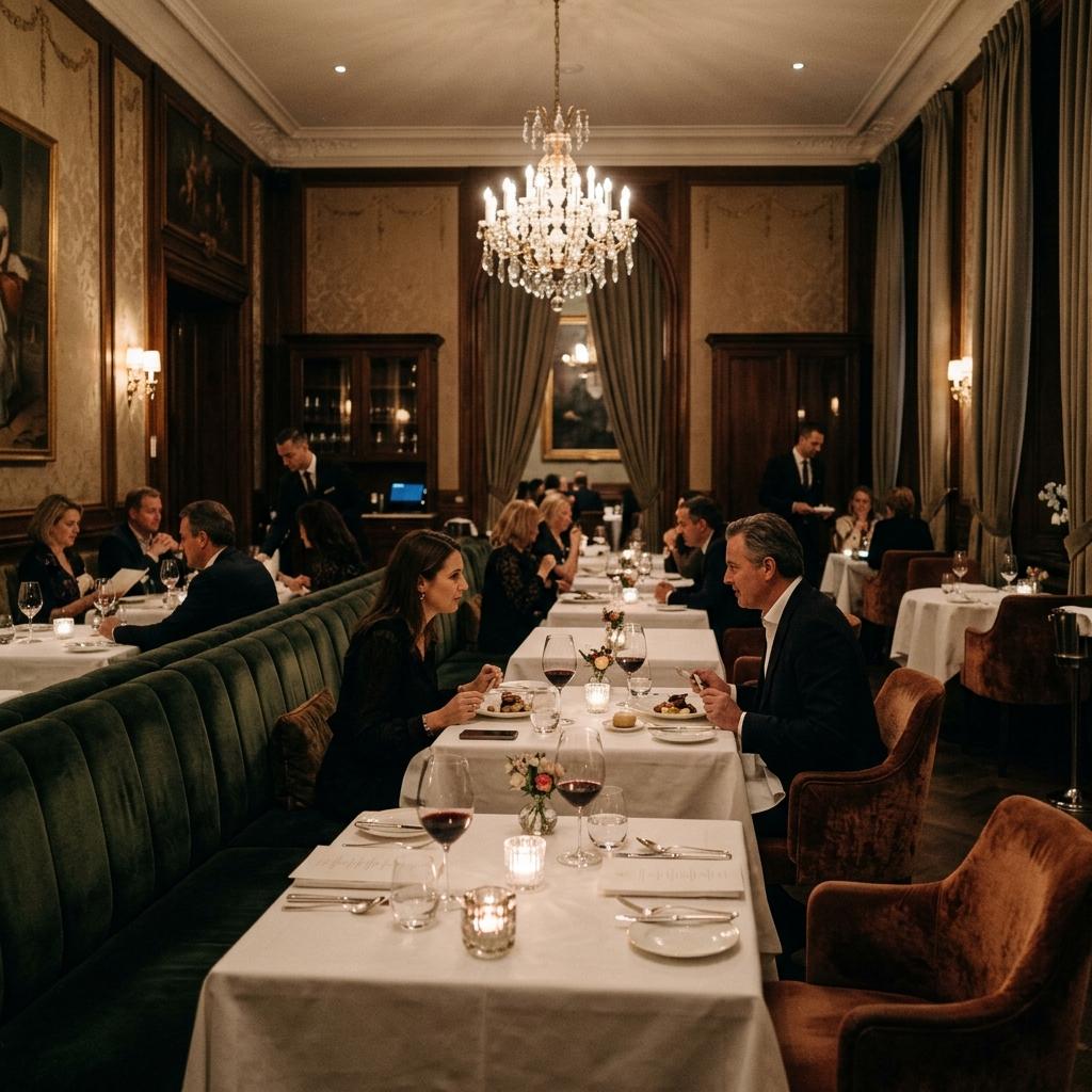Restaurant étoilé avec banquettes en velours