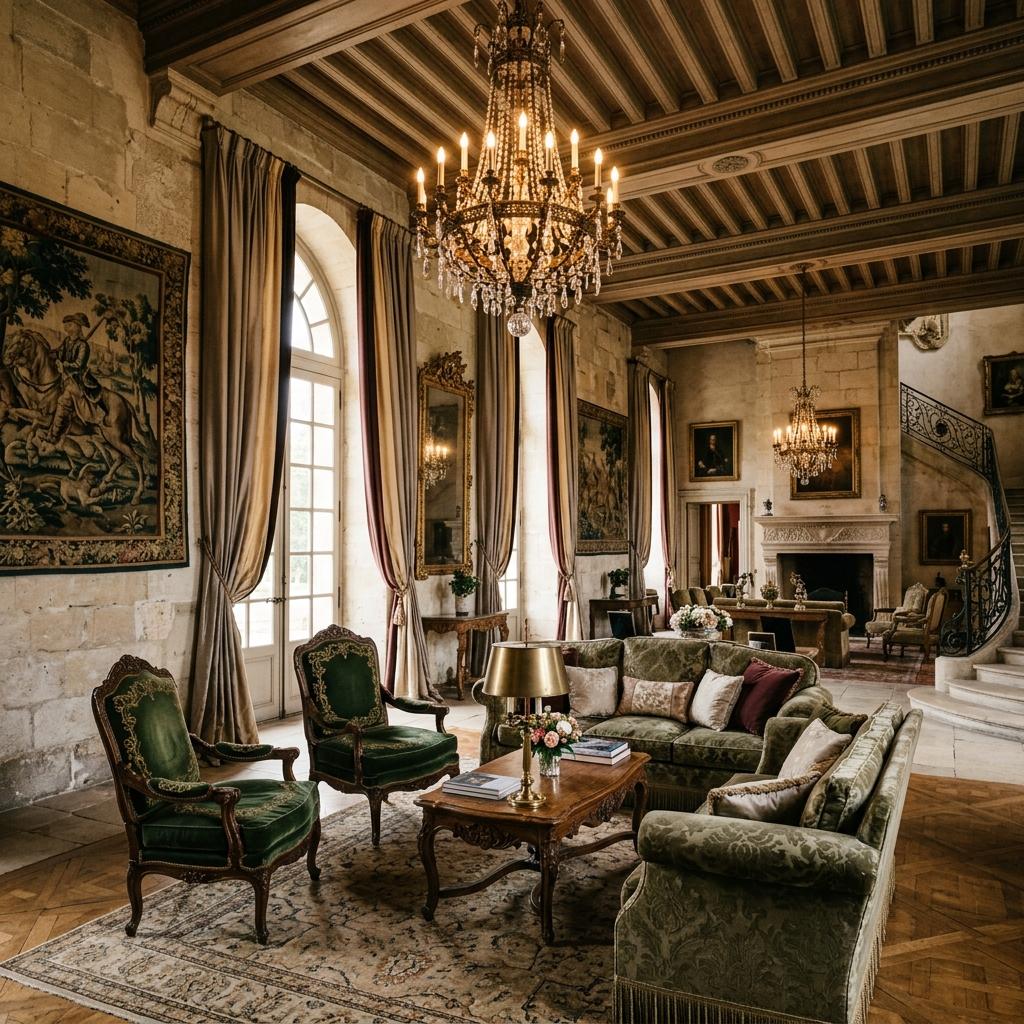 Intérieur luxueux d'un château en Gironde